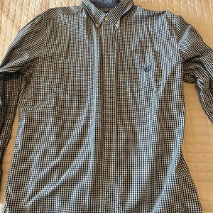 Champs navy/white button up. Large.